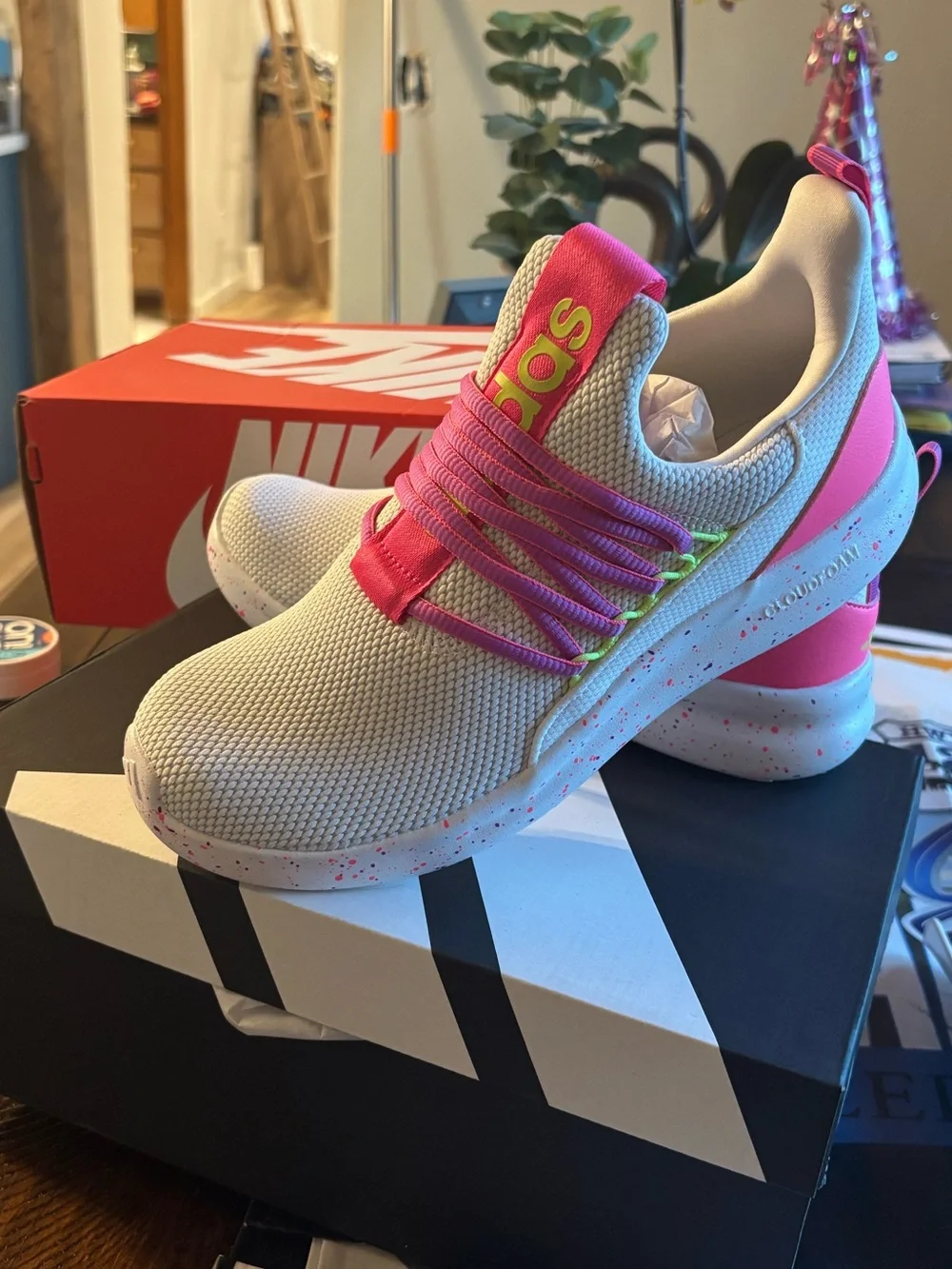 Adidas White Pink Accent Athletic Sneaker